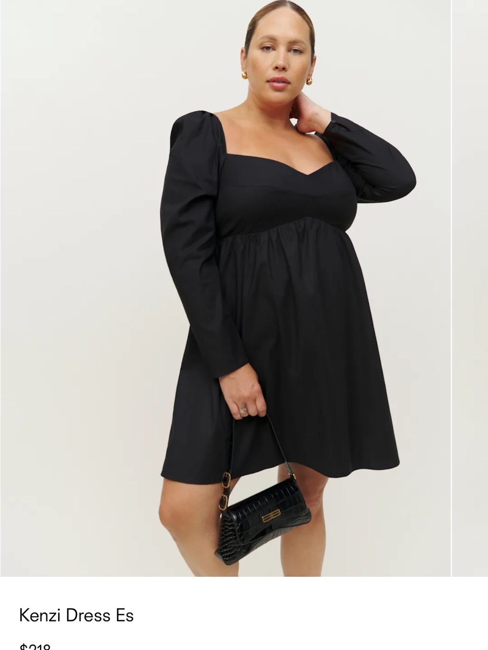 Reformation Black Puff-Sleeve Sweetheart Mini Dress